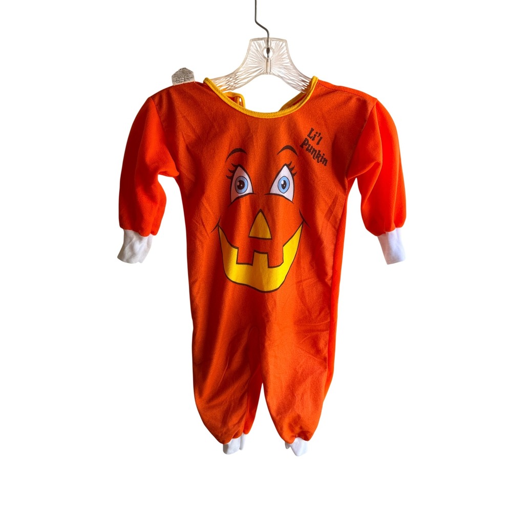 Vintage Collegeville Costumes Lil Punkin Pumpkin Jumpsuit Orange Toddler 2/3T